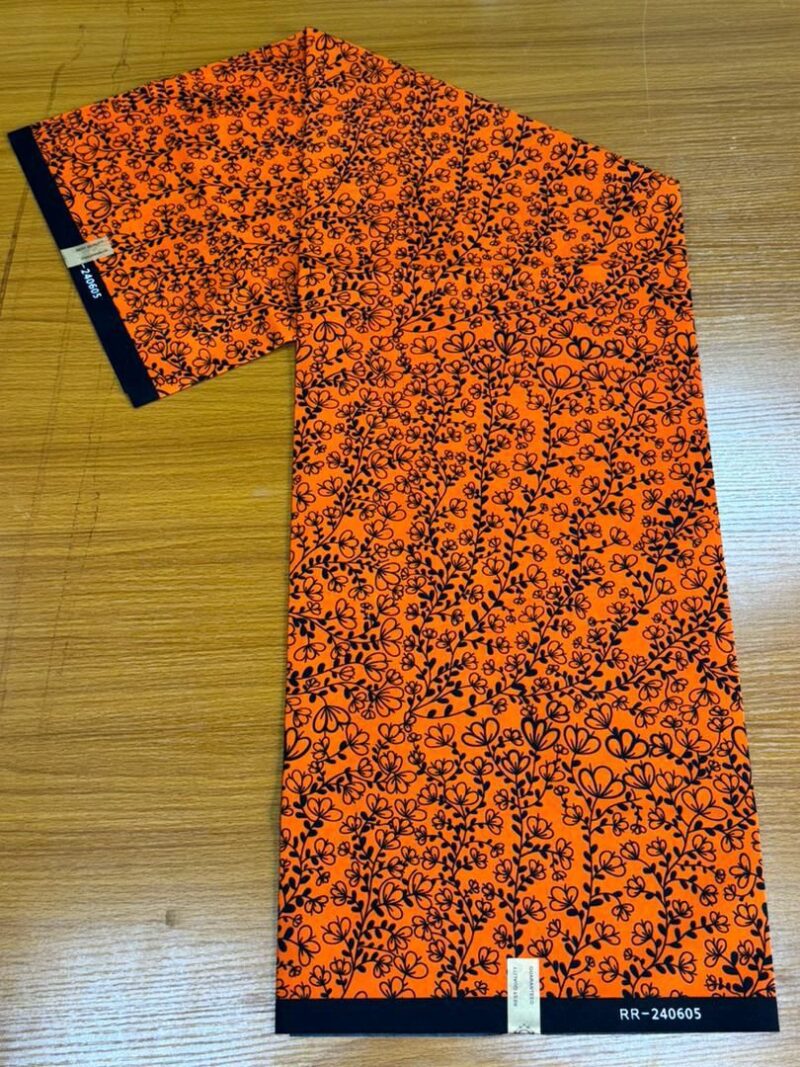 African Ankara Orange Wax With a Touch Of Black