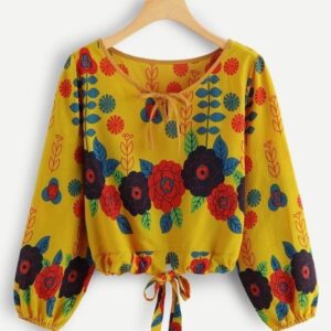 Crop Top Yellow Collections - Made with High Grade Vintage Fabric